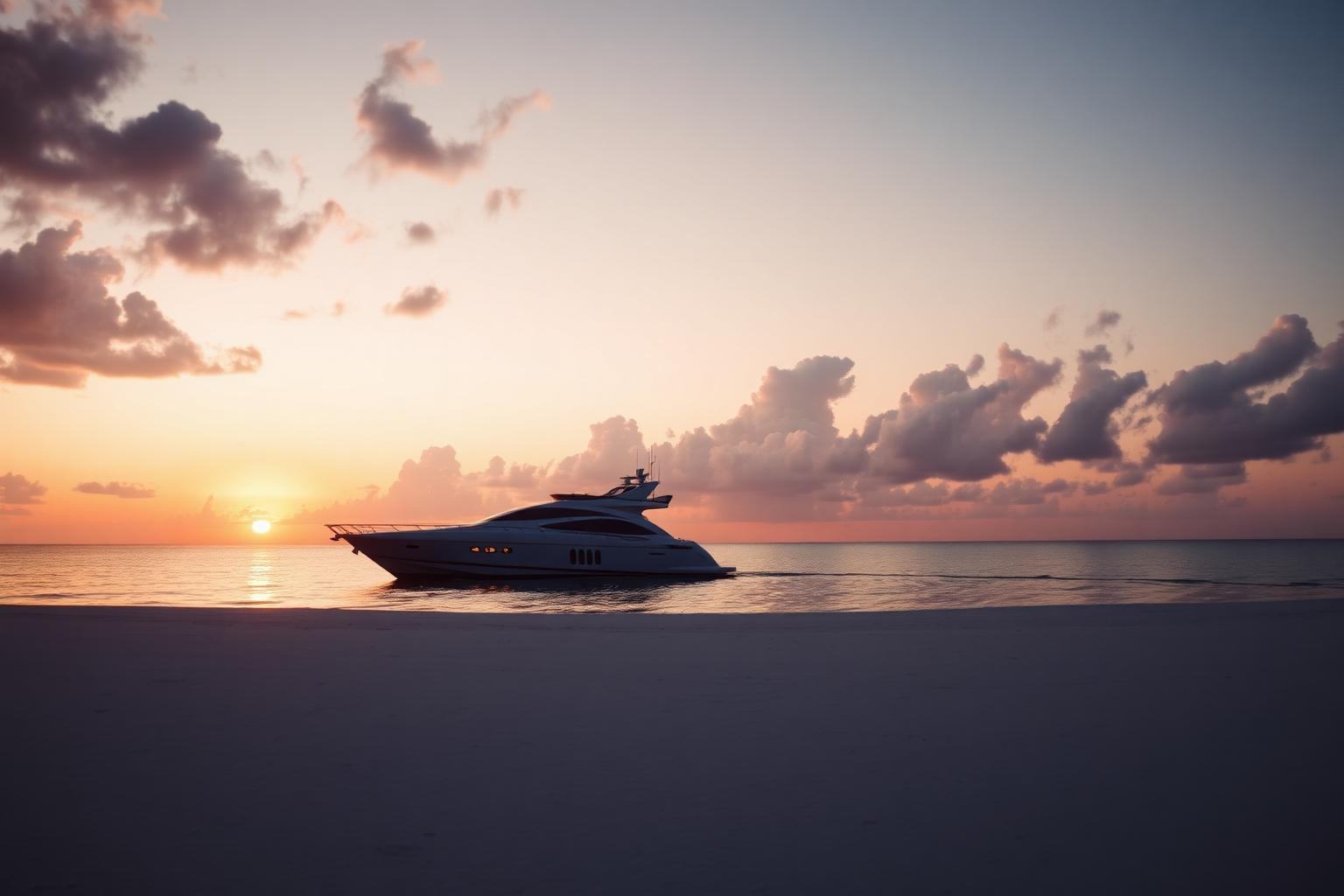 Boat anchored off Keewaydin Island as the sun drops into the Gulf of Mexico